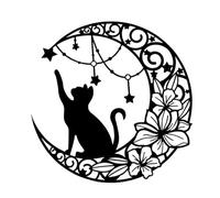 Cpolebev Noirs Lune Décoration Murale en Métal Art Mural en Fer Noir Creux Rose Sculpture Décor Suspendu Noir 1 PCS
