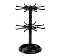Cpolebev Organisateur de 2 Niveaux Rotatif Présentoir à Tour de Collier Rotatif Support de Rangement pour Boucles d'oreilles Montre Vitrine