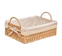 Cpolebev Paniers de Rangement Tissés à la Main avec Poignées pour Chambre à Coucher, Salle de Bain, Cuisine, Organisateur, Boîte à Cosmétiques pour Le -Déjeuner, Fruits, Rectangulaire Décoratif