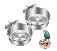 Cpolebev Paquet 2 Cage à Oiseaux Plat Nourriture pour Perroquet Coupe pour Oiseaux pour Cage,Acier Inoxydable Porte-Nourriture pour Oiseaux RéCipient pour Furet Calopsitte Perruche