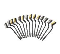 Cpolebev Paquet de 14 Ensemble de Brosses Metalliques pour Scories de Soudage de Nettoyage et Brosse de Maconnerie en Laiton Avec Poignee Incurvee Brosse A Gratter en Poils Metalliques