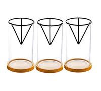 Cpolebev Paquet de 3 Kits de Culture D'Avocatier, Vase de Graines D'Avocat en Verre avec Support Triangulaire et Base en Bambou, Pot de Plante à