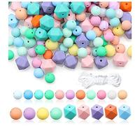Cpolebev Perles Rondes en Caoutchouc pour Porte-Clés Faisant des Polygones pour Les de Bracelet de Collier à Faire Soi-Même