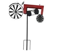 Cpolebev Piquet de Jardin, Tracteur Agricole, Roues Tournantes, Finition Vintage, Éolienne de Tracteur, Chariot à Piquets de Cour Rouge