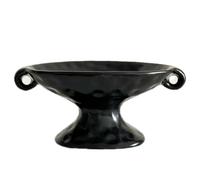 Cpolebev Plat à Savon en Céramique Rétro à Double Oreilles 1Pc Plateau à Pâtisserie à Pieds Hauts pour Décoration Intérieure Rangement de Savon de Salle de Bain Noir