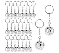 Cpolebev Porte-Clés Boule Disco, 24 Pièces, Cadeaux de Fête Boule Disco, Porte-Clés Disco des Années 70, Porte-Clés Boule à Facettes en Argent, Fête, Facile à Utiliser