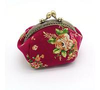 Cpolebev Portefeuille, Mini porte-monnaie vintage de fleur pour dame Portefeuille Pochette (rose rouge)