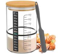 Cpolebev Pot de Démarrage au Levain avec Couvercle en Bois Récipient de Démarrage au Levain Pot de Démarrage en Verre à Large Ouverture pour la Cuisson du Pain