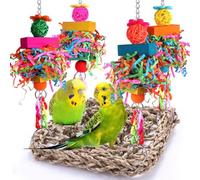Cpolebev pour Perruches et Oiseaux, Conure, Supports de Cage à Oiseaux, Mur de Recherche de Nourriture, Hamac Tissé en Jonc de Mer, Tapis de Balançoire pour Calopsitte