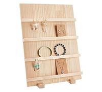 Cpolebev PréSentoir de Boucle d'oreille en Bois à 4 Niveaux, avec Fentes Porte-Carte D'Affichage de Boucle d'oreille Rustique pour Montrer Le Stockage de D'Exposition