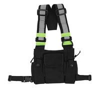 Cpolebev Radios De Poche Radio De Poitrine Harnais Poitrine Face Pack Pochette Etui Gilet greement Porter Etui pour 2 Voies Radio Talkie Walkie Applique a UV-5R Noir + Vert