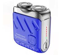 Cpolebev Rasoir à Barbe, Rasoir Électrique Rechargeable, Coupe Magnétique à Double Anneau, Mini Rasoir Électrique de Voyage, Bleu