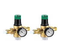 Cpolebev Régulateur de pression d'eau 1/2 pouce avec manomètre fiable. | 2x Régulateur de pression d'eau 1/2 pouce cuivre, ensemble incluant notice et pour usage domestique.