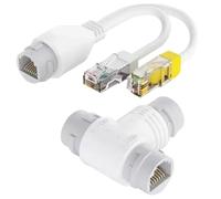 Cpolebev Répartiteur PoE 2 en 1 RJ45 pour caméras de Surveillance en réseau | Contenu de l'emballage: 1 répartiteur PoE et 1 connecteur RJ45 à trois voies; livré prêt à installer sur les réseaux IP