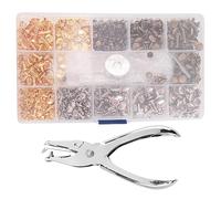 Cpolebev Rivets pour Cuir, 300 Ensembles de Rivets à Double Capuchon 3 Tailles 3 Couleurs et 4 Outils de Fixation Bricolage Cuir Artisanat VêTements Bottes