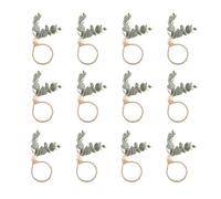 Cpolebev Ronds de Ensemble de 12 Ronds de en Bois D'Eucalyptus Rustique Boho Feuille Bois Perle Ferme Rond de Porte