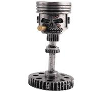 Cpolebev Sculpture Piston Crâne Crâne Sculpture Sculpture Tête d'homme Statue Bureau Maison Table Cadeaux Halloween