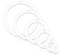 Cpolebev Set de Règles de Couture Transparentes - 6 Pièces, Cercles pour Gabarits de Quilting en Acrylique, Règles de 1/2/3/4/5/6 Pouces pour Quilt.