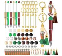Cpolebev Stylos en Perles et Barres de Porte-Clés en Perles Porte-Clés en Silicone + Métal pour Stylos Porte-Clés Pendentif avec Perles Colorées Kit de Fabrication de Bricolage Assorti
