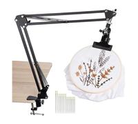 Cpolebev Support de Cerceau de Broderie en Métal, Support de Cerceau de Broderie Réglable pour Travaux D'Aiguille, Arts Noir