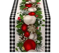 Cpolebev Table de NoëL Noir et Blanc à Carreaux DéCoration de NoëL DéCoration de Maison de Vacances DéCoration de Cuisine