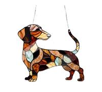 Cpolebev Teckel Fenêtre Suspendue Sun Catchers Intérieur Extérieur Fenêtre Teckel Chien Vitrail Fenêtre Ornement 23 cm