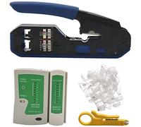 Cpolebev Testeur de Câble RéSeau Kit D'Outils de Sertissage RJ45 CAT5 CAT5E CAT6 Kit D'Outils de Sertissage, 50 PièCes RJ45 CAT6 Connecteur