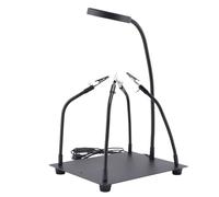 Cpolebev Troisième Outil de Soudage à Pointeur avec 3 Loupes LED, Support de PCB, 4 Stations de Soudage à Bras Flexibles pour la Réparation de Électroniques