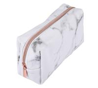 Cpolebev Trousse de Maquillage avec éTui à Crayons en PU en Marbre Blanc avec Fermeture à GlissièRe en Or Rose pour Les Adolescentes de Femmes