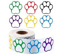 Cpolebev Un Rouleau de 500 PièCes D'Autocollants de Pattes ColoréEs ÉTiquettes de Nom de Patte de Chien ÉTiquettes Autocollants Empreinte de Patte, 1 Pouce (Couleur Mixte)