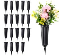 Cpolebev Vases de Cimetière avec Pointes, Vases en Plastique pour Fleurs, Décorations Funéraires pour Cimetière, Paquet de 20