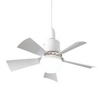 Cpolebev Ventilateur à Douille avec Télécommande, Ventilateur de Plafond à 3 Vitesses, LED à Intensité Variable, Culot E27, Ventilateur à Douille sans, Installation Facile