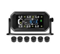 Cpolebev Voiture RV Camion TPMS 6 Roues Capteur Solaire Système de Surveillance de la Pression des Pneus Horloge de Température Affichage de la Pression d'air Alarme A