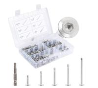 CPROSP 160 PCS Vis Autoperforante à Tête Plate à Six Pans M5.5 * 50 mm 38 mm 32 mm 25 mm 19 mm, Vis Autoforeuse Téte Hexagonale Inox avec Boîte, Pas de Pré-Perçage Requis