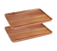 CPROSP 2 Pièces Plateau Bois Rectangulaire 30 x 20 cm, Plateau de Service Bois d'Acacia, Plateau Decoratif, Plateau Repas en Bois, Plateaux pour Fromage, Bougie, Cafe, Cake, Dejeuner, Aperitif