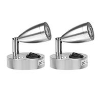 CPROSP 2x 3W 12V Lampe 12v Camping Car, LED Lampe de Lecture pour Bateau Caravane Voiture, avec son Propre Interrupteur, Lumière Blanche Chaude, 3000K, 220lm, 60 * 96mm, Argent