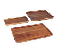 CPROSP 3 Pièces Plateau Bois Rectangulaire 10 x 20 cm, 20 x 20 cm, 30 x 20 cm, Plateau de Service Bois d'Acacia, Plateau Decoratif, Plateau Repas en Bois, Plateaux pour Fromage, Bougie, Cafe, Cake