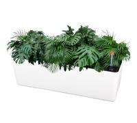 CPROSP 40cm Pot de Fleurs Auto-arrosants Rectangulaire Savec Indicateurs de Niveau d'eau, Boîte de Jardinage avec Égouttoir pour lntérieur et Extérieur, Plafonds, Balcons, Décoration Blanc