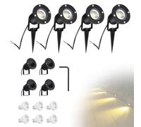 CPROSP 4PCS 5W GU10 Spots Etanche pour Extérieur, Jardin, Chemin, Allé | De Jardin Ampoules Blanc Chaud Lampes Solaires; AC85-265V; 3000K; Ampoule 2 LED Supplémentaire