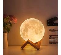 CPROSP Lampe Lune 15 cm 16 Couleurs avec Chargeur, Veilleuse LED Lune 3D | Moon Lamp USB Rechargeable Interrupteur Tactile Télécommande Lampe de Chevet de Décoration pour Chambre Salon Café Cadeau