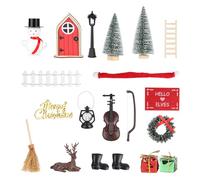 CPROSP Nissedor Lot de 20 accessoires de porte de lutin pour porte de lutin - Kit complet de porte de fée - Décoration de porte avec sapin de Noël, bonhomme de neige, clôture, échelle, bottes
