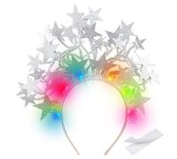 CPROSP Serre Tete Lumineux en Forme D'étoile Fille LED, Serre Tete Paillette avec 3 Modes D'éclairage, Accessoire Cheveux Festival, pour Discothèque Fête Festival Halloween, Argent