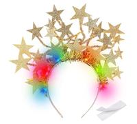 CPROSP Serre Tete Lumineux en Forme D'étoile Fille LED, Serre Tete Paillette avec 3 Modes D'éclairage, Accessoire Cheveux Festival, pour Discothèque Fête Festival Halloween, Or