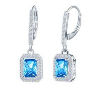 CPSLOVE Boucles d'oreilles femmes en pierres précieuses - Pendantes d'oreilles zircones bleu océan à fermoir français - Créoles en argent 925 - Bijoux étincelants pour mariages quotidien