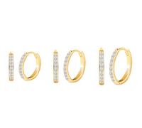 CPSLOVE Boucles d'oreilles Femmes Filles Créatives Bagues d'oreilles Créoles Zirconia Elégantes en Argent 925 Diamètre 1,5cm/1,2cm/1cm Set de Trois Paires Bijoux Parures de Mariage