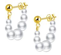 CPSLOVE Boucles d'oreilles Perles Elégantes pour Femme Pendantes d'oreilles en Argent 925 Boucles d'oreilles suspendues devant et derrière pour Fille Boucle d'oreille de Mariage