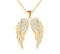 CPSLOVE Collier aile d'ange pour femme en argent 925, pendentif avec zircon pour fille, élégant bijou fantaisie avec une chaîne de 45 cm, Or