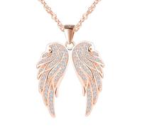 CPSLOVE Collier aile d'ange pour femme en argent 925, pendentif avec zircon pour fille, élégant bijou fantaisie avec une chaîne de 45 cm, Or rose