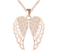 CPSLOVE Collier ailes ajourées pour femme en argent 925, pendentif avec zircon pour fille, élégant bijou fantaisie avec une chaîne de 45 cm, Or rose
