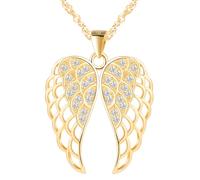 CPSLOVE Collier ailes ajourées pour femme en argent 925, pendentif avec zircon pour fille, élégant bijou fantaisie avec une chaîne de 45 cm, Or
